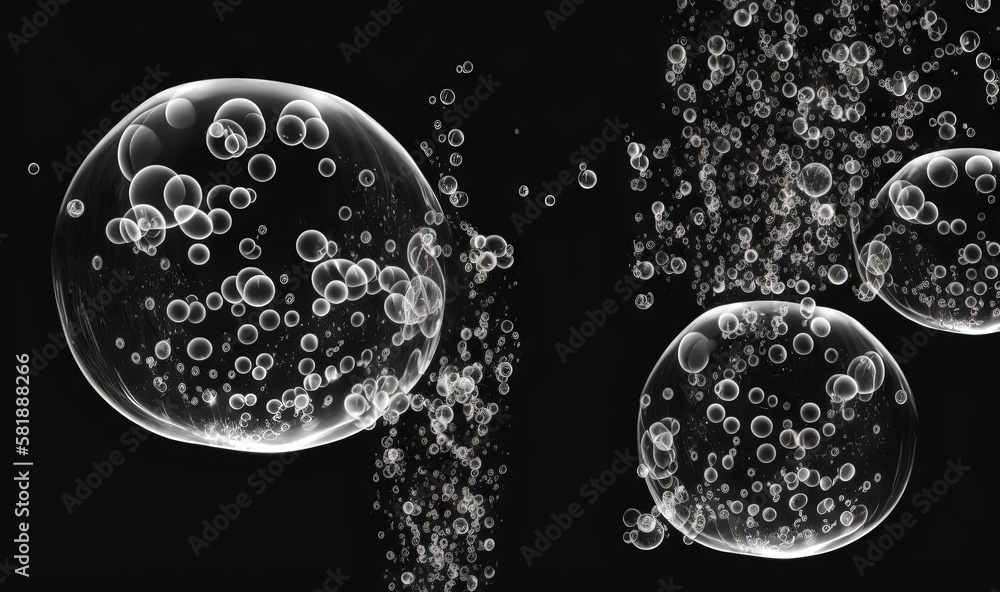 bubbles are floating in the air on a black background with a black ...