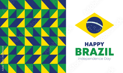 Brazil Independence Day. Happy national holiday. Freedom day. Celebrate annual in September 7. Brazil flag. Patriotic brazilian design