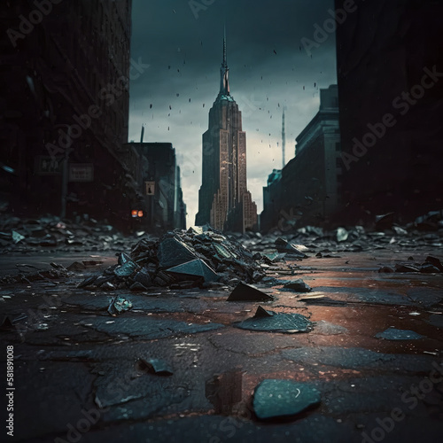 Destroyed City View after war 