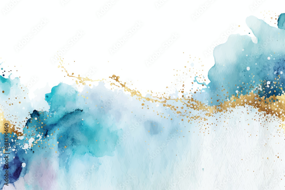 Abstract watercolor background with gold glitter Stock Vector | Adobe Stock