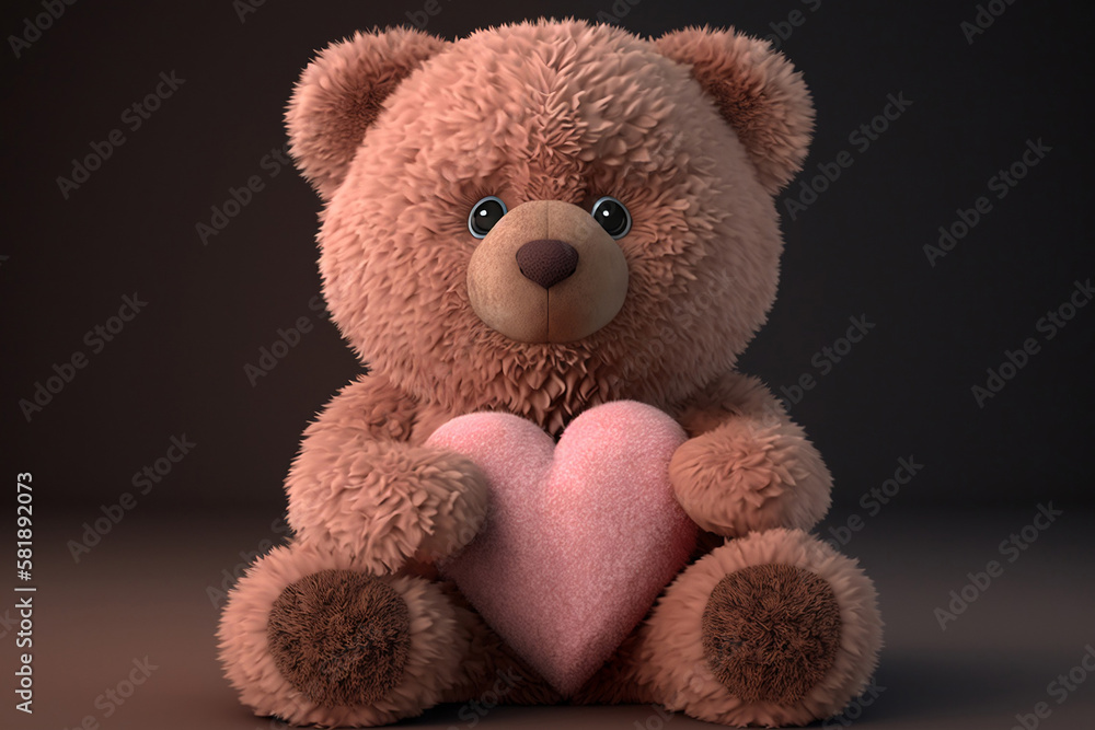 Obraz premium teddy bear with heart, generative ai