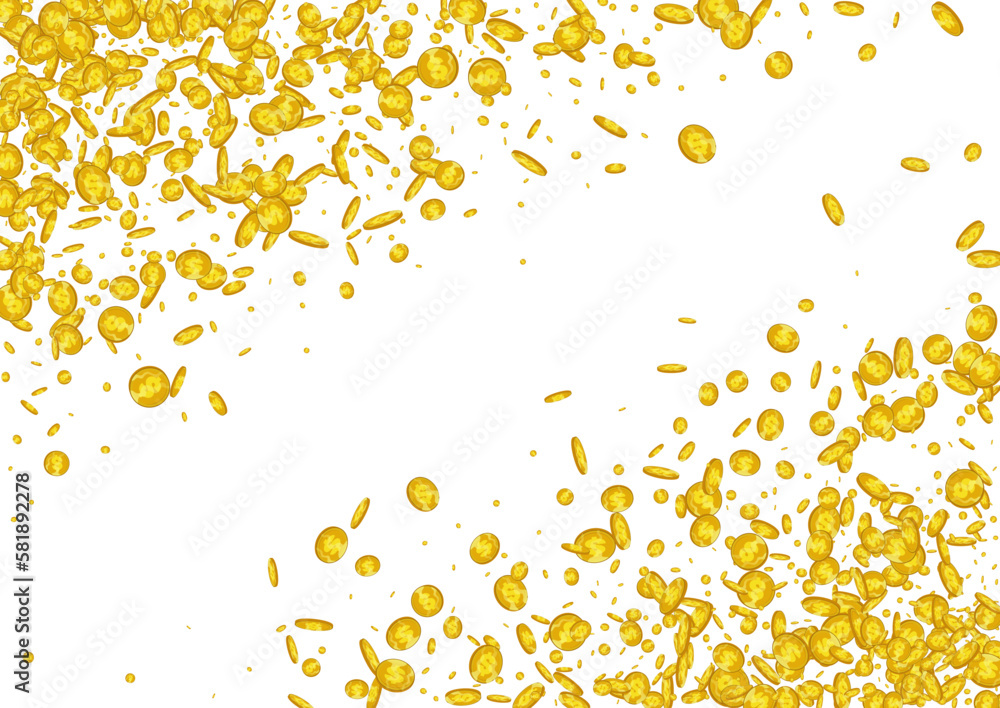 Fly Golden Money Vector White Background. Metal Fly Golden Money Vector White Background. Metal