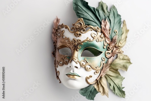 illustration, venetian masquerade carnival mask on a white background, ai generative