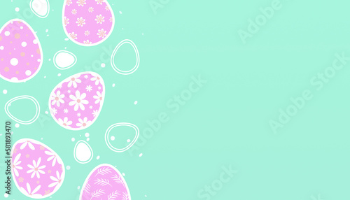 Easter eggs background with copy space photo