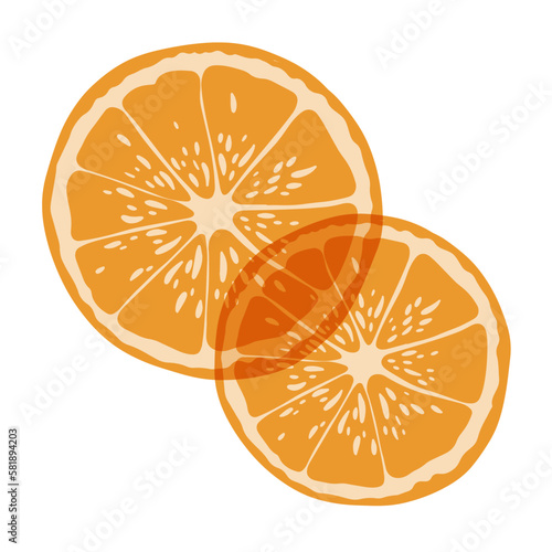 Oranges. Colorful cute screen printing effect. Riso print effect. Vector illustration. Graphic element  for fabric, textile, clothing, wrapping paper, wallpaper, poster. 