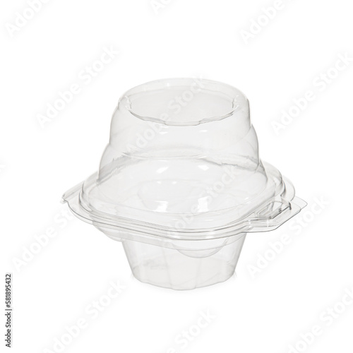 Cupcake plastic package container with dome cover isolated on white background