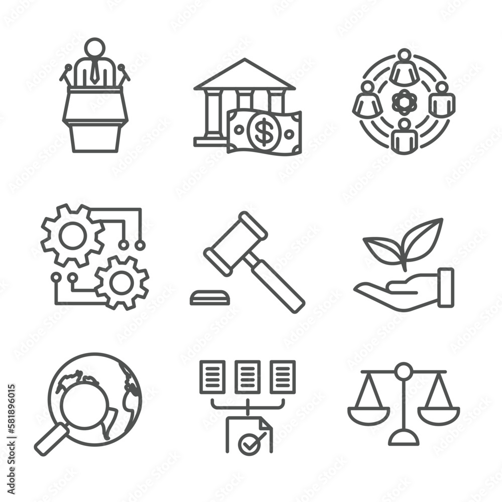 Company Analysis Using Pestel Methods Icon Set Stock Vector | Adobe Stock