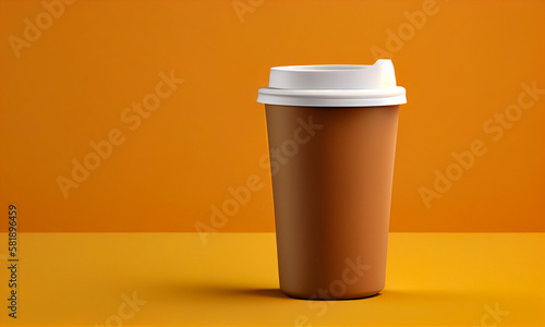 Coffee cup illustration on clean empty background. Mock up or product advertisement style.