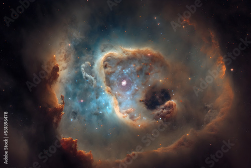 Nebula in Deep Space With Stars, Abstract Cosmos Background: AI Generated Image