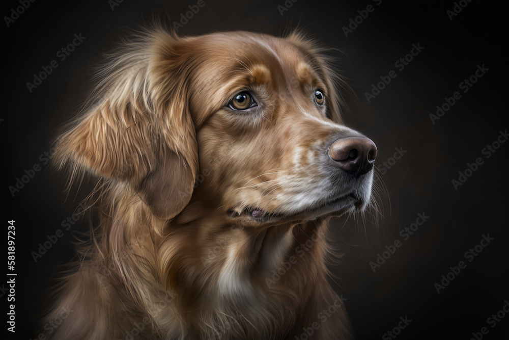 Golden Retriever Dog on a Dark Background - Stunning Image for Dog Lovers!