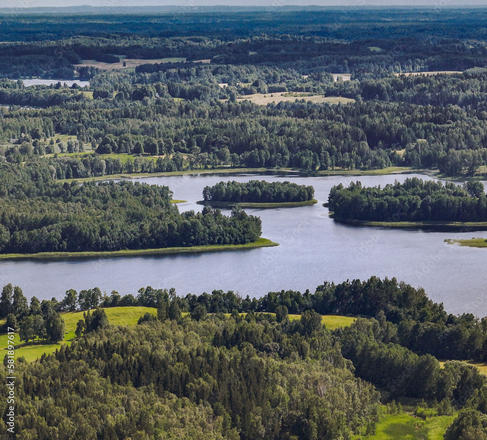 Obraz premium Latvia. Latgale. Lake Ārdavs and its surroundings.
