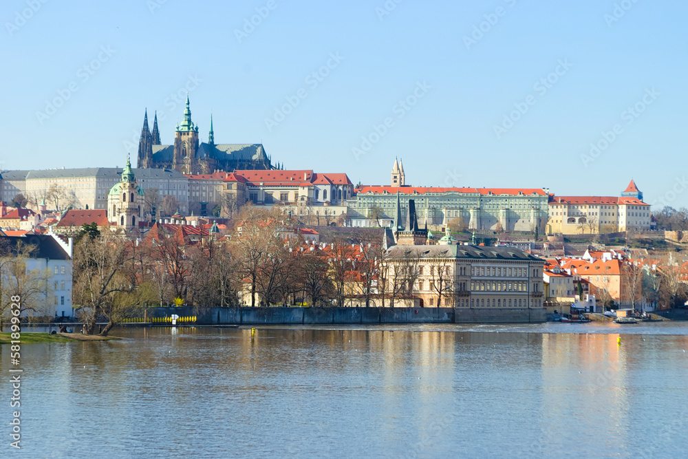 View of Prague Castle and St. Vitus Rotunda, Prague, Czech Republic.