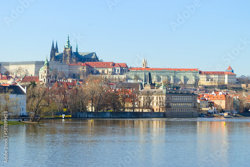 View of Prague Castle and St. Vitus Rotunda, Prague, Czech Republic. © Valerii