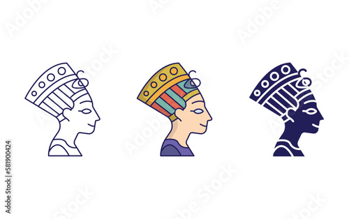 Nefertiti Bust vector icon