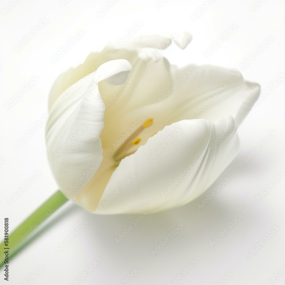 Fototapeta premium A white tulip on white background Generative AI