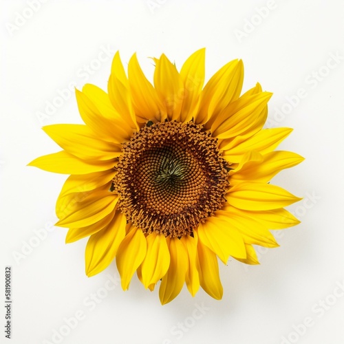 A yellow sunflower on white background Generative AI