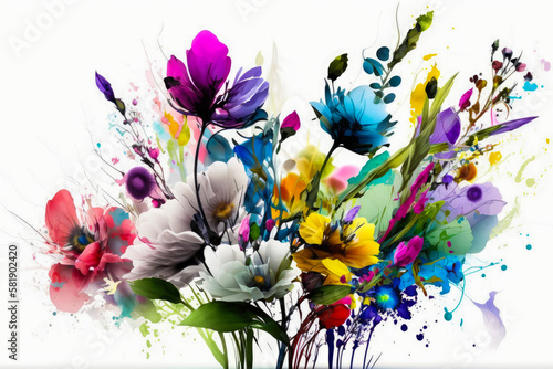 Beautiful and colorful spring flowers  background