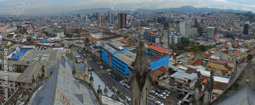View of Quito from Basilica del Voto Nacional, Ecuador, South America
