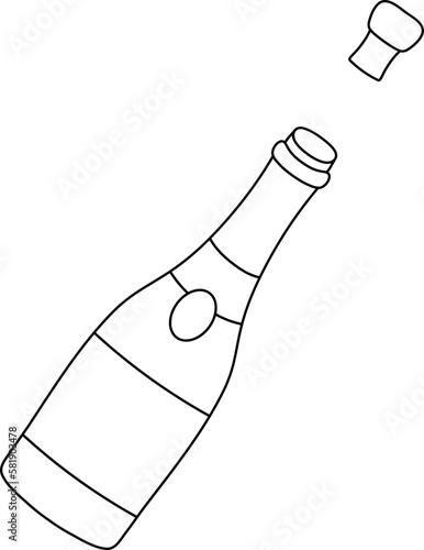 Campagne bottle vector icon for laser cutting, engraving, web design and coloring pages

