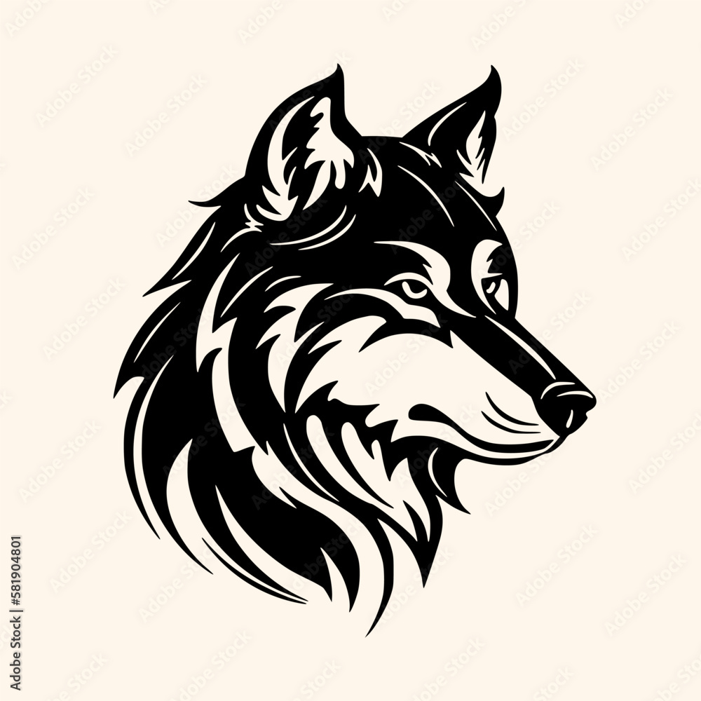 Naklejka premium Wolf vector for logo or icon, drawing Elegant minimalist style,abstract style Illustration