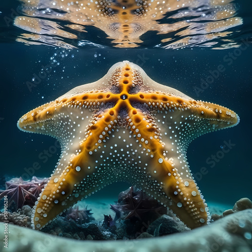 Star Fish Under Water Sea. Generative AI © simpledesign79