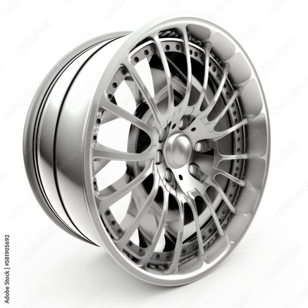 Car wheel steel rim isolated on white background. AI generative Car wheel steel rim isolated on white background. AI generative