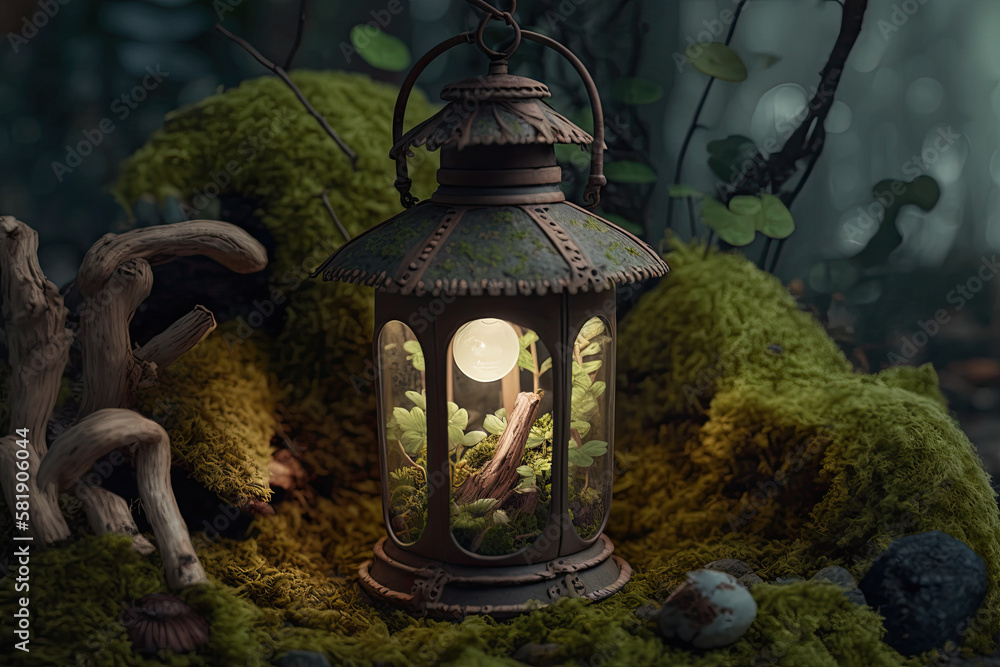 Enchanted Forest Lanterns - Realistic Vector Illustration with Generative  AI Stock Illustration | Adobe Stock