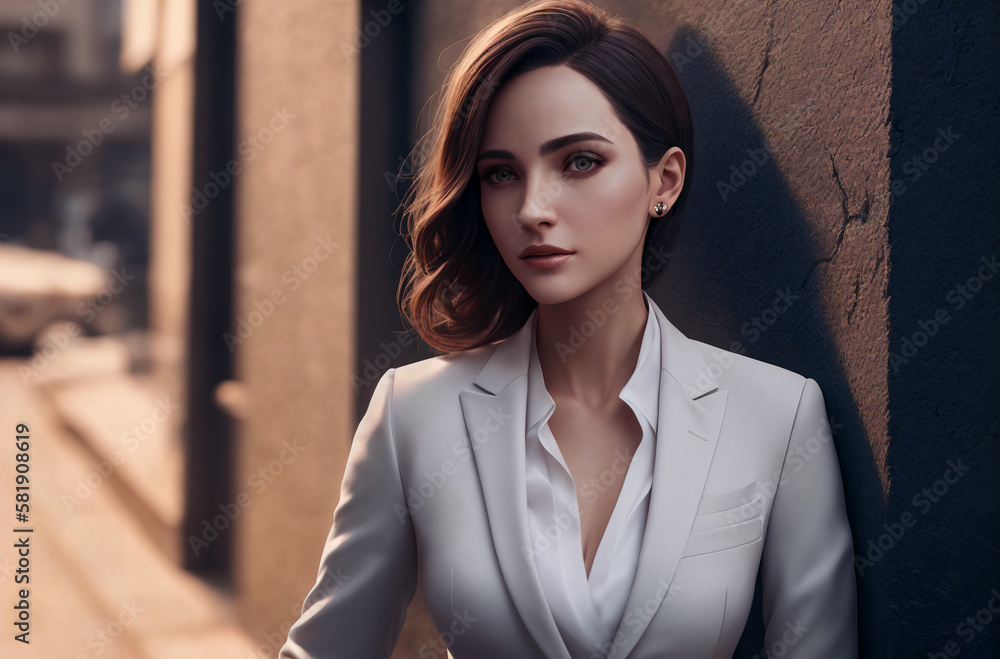 A stylish woman in a business suit. Businesswoman. Generative AI. A stylish woman in a business suit. Businesswoman. Generative AI.