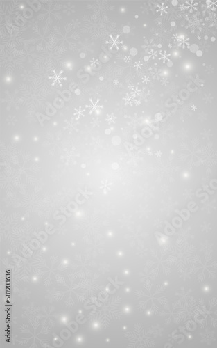 Silver Snowflake Vector Grey Background. Sky Snow
