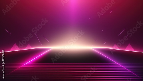 Abstract pink-purple background with neon lines and fog, synthwave