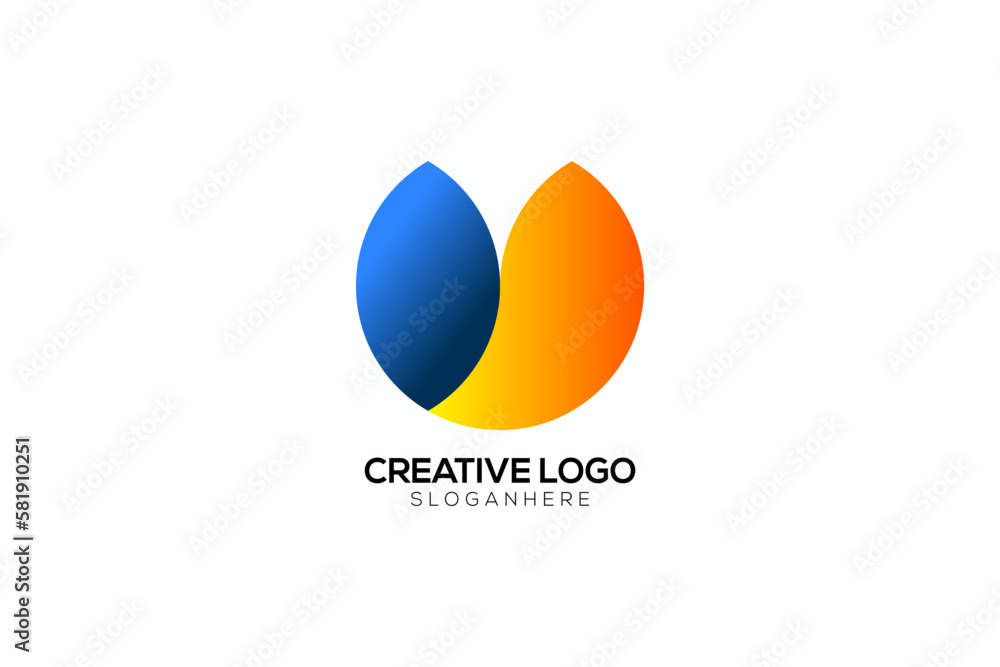 Obraz premium Modern creative circle O and U colorful logo design vector template, OU logo design illustration