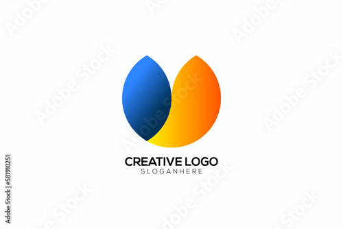 Modern creative circle O and U colorful logo design vector template, OU logo design illustration