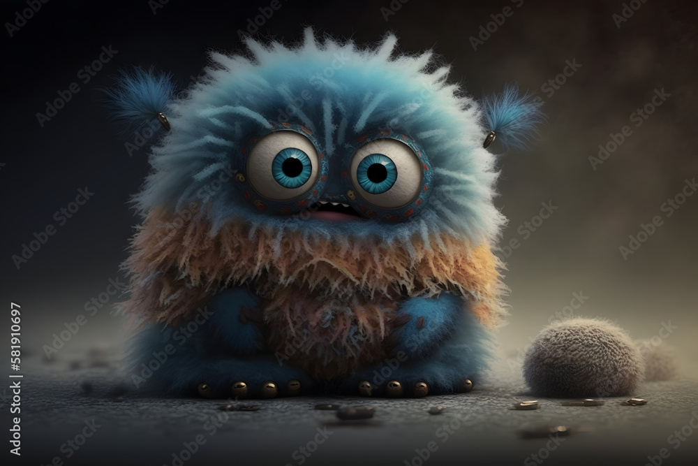 Obraz premium Fluffy monster. Generative AI