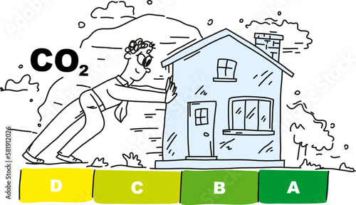 A person is moving his house towards environmental friendliness and reducing CO2 emissions.