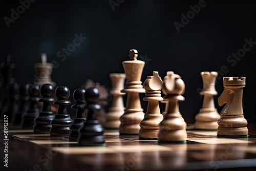 Chess board game concept for leadership and teamwork to strategy  business success concept  business competition planing teamwork strategic concept - Generative  AI