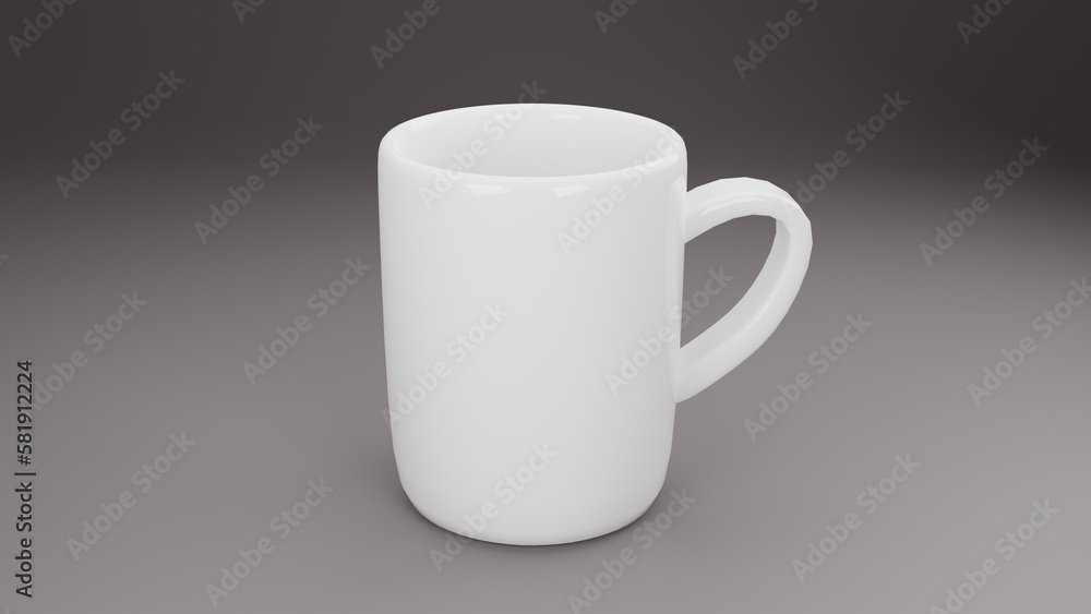 Realistic white cup isolated on gray background.3d render illustration Realistic white cup isolated on gray background.3d render illustration