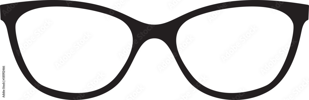 Icono de lentes negras. Ilustración vectorial de anteojos. Complemento óptico masculino y femenino de diseño