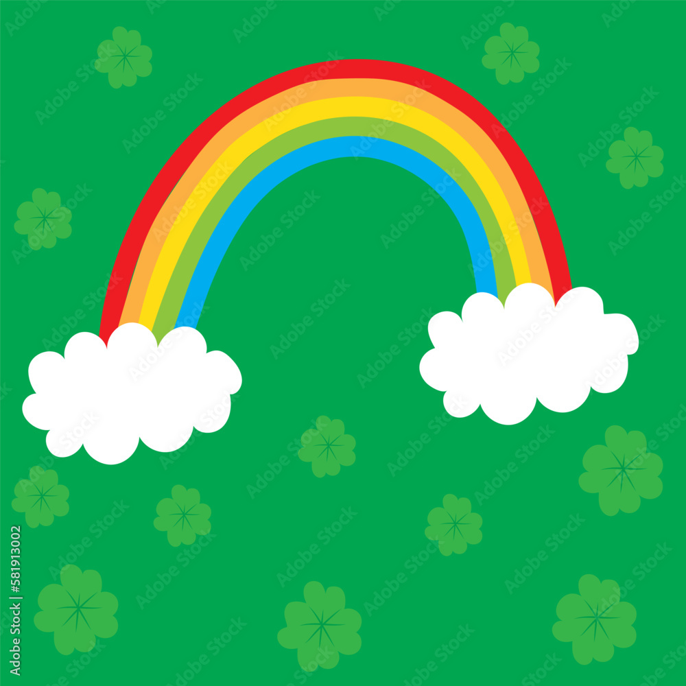 Flat design st. patrick's day with clover and rainbow