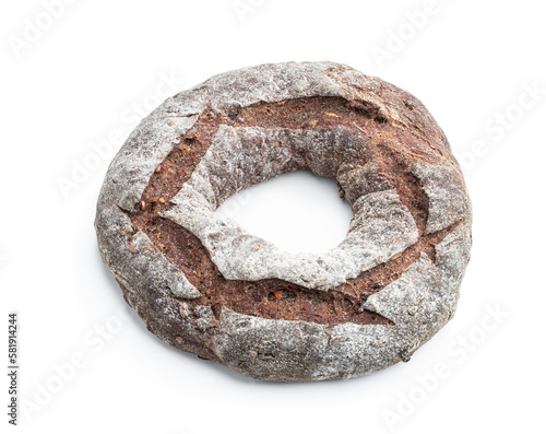 Round freshly baked rye bread isolated on white © lena_zajchikova