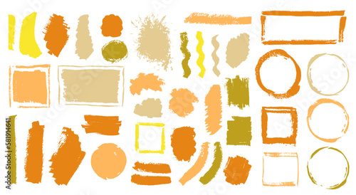 Gouache dye brush stroke mega set. Isolated border box colorful shapes. Inkblot splash sale label silhouette collection. Brush stroke oil splashes design.