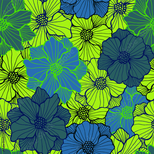 Wallpaper Mural Gentle poppy flower repeating design. Organic floral background. Poppy bloom with Torontodigital.ca