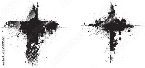 Textured Religion Cross . Christian cross . Vector