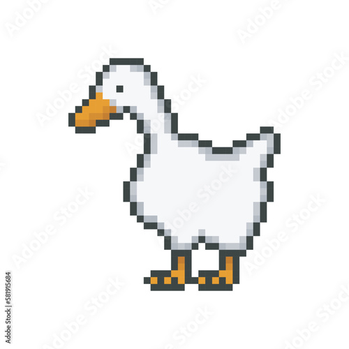 White goose, meme pixel art