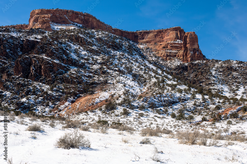 Snow at the base of the Colorado National Monument Snow at the base of the Colorado National Monument
