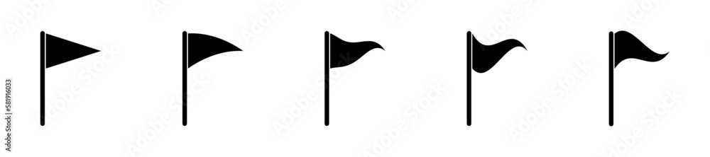 Different black flag. Mark location. Flag vector set. Marker illustration. Different black flag. Mark location. Flag vector set. Marker illustration.