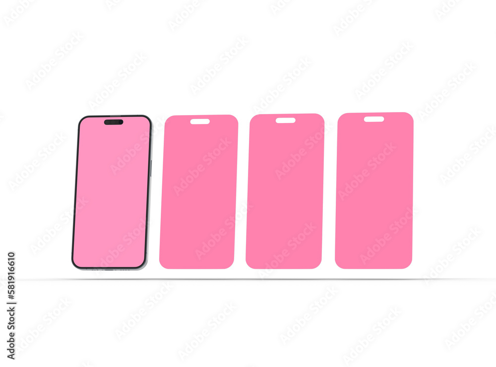 Render of smartphone and some separated screens floating on transparent background. ui ux app concept. 3d render Render of smartphone and some separated screens floating on transparent background. ui ux app concept. 3d render