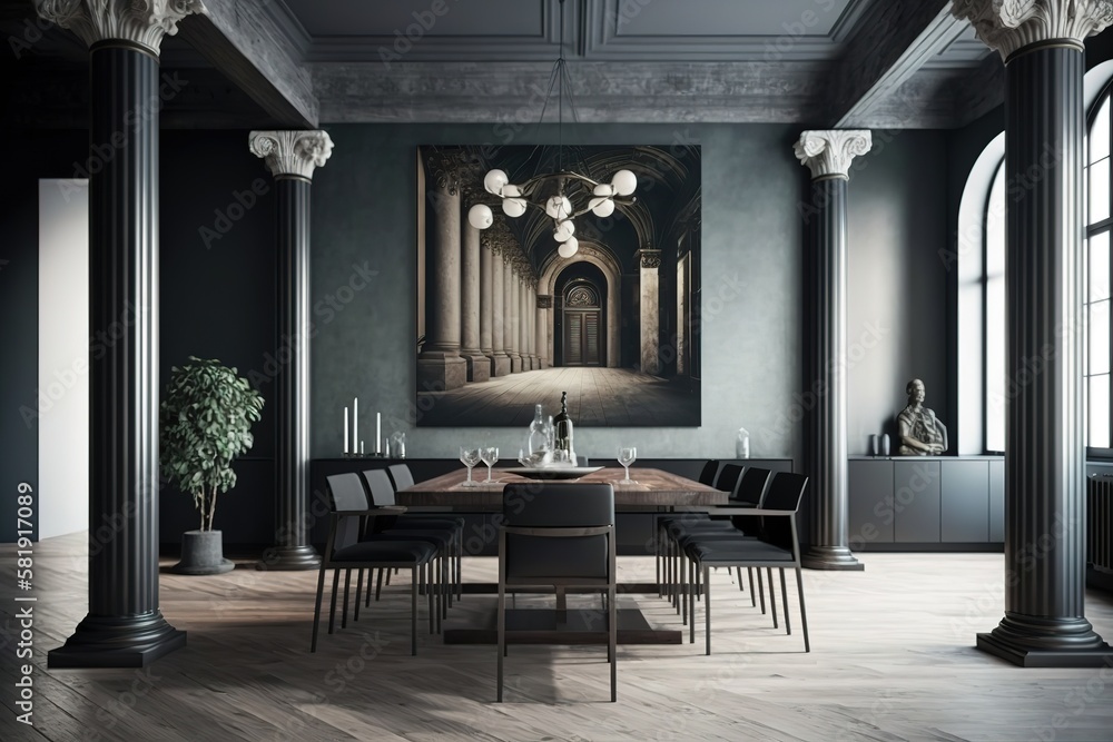 Dining room stylish interior, Generative AI