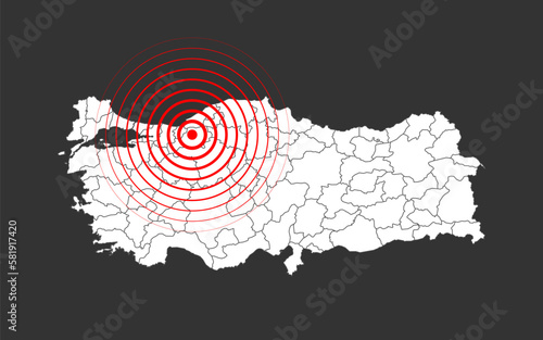 Turkey, earthquake February 6, 2023. Vector Illustration of the Map of Turkey on White Background. EPS 10