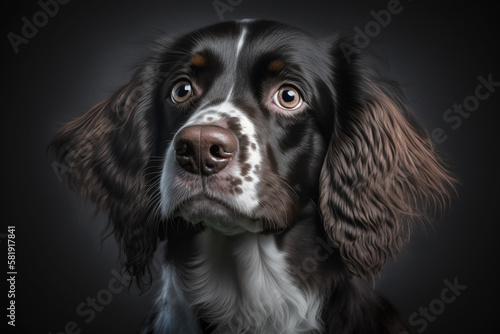 Captivating English Springer Spaniel on Dark Background - High-Quality Image for Dog Lovers © ThePixelCraft