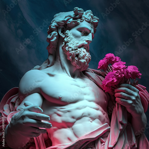 Stone statue of a bust of an ancient Greek philosopher